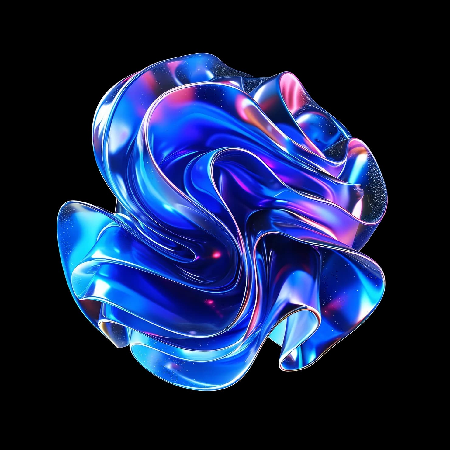 Abstract iridescent 3D element representing the Omnia platform